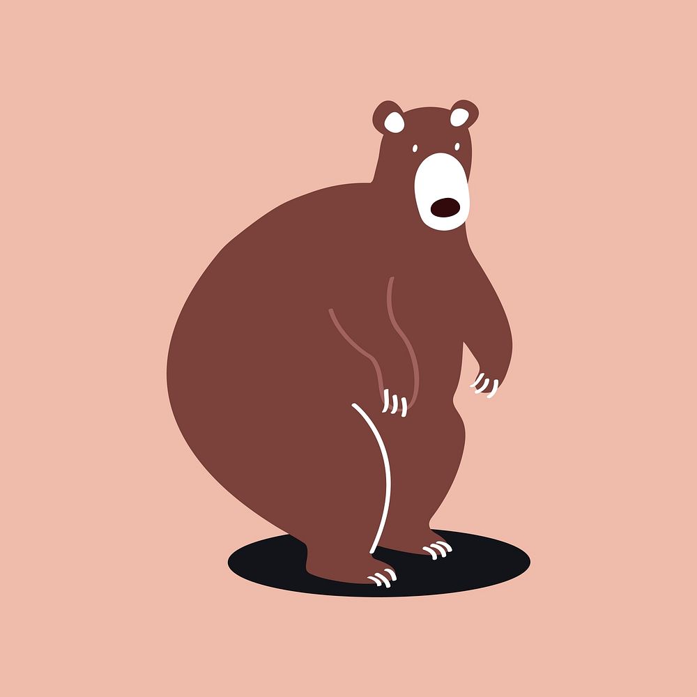 Brown grizzly bear animal cute wildlife cartoon illustration for kids