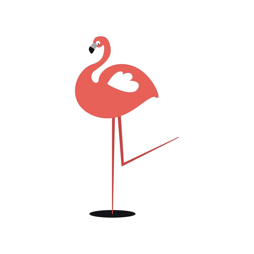 Cute wild pink flamingo cartoon illustration