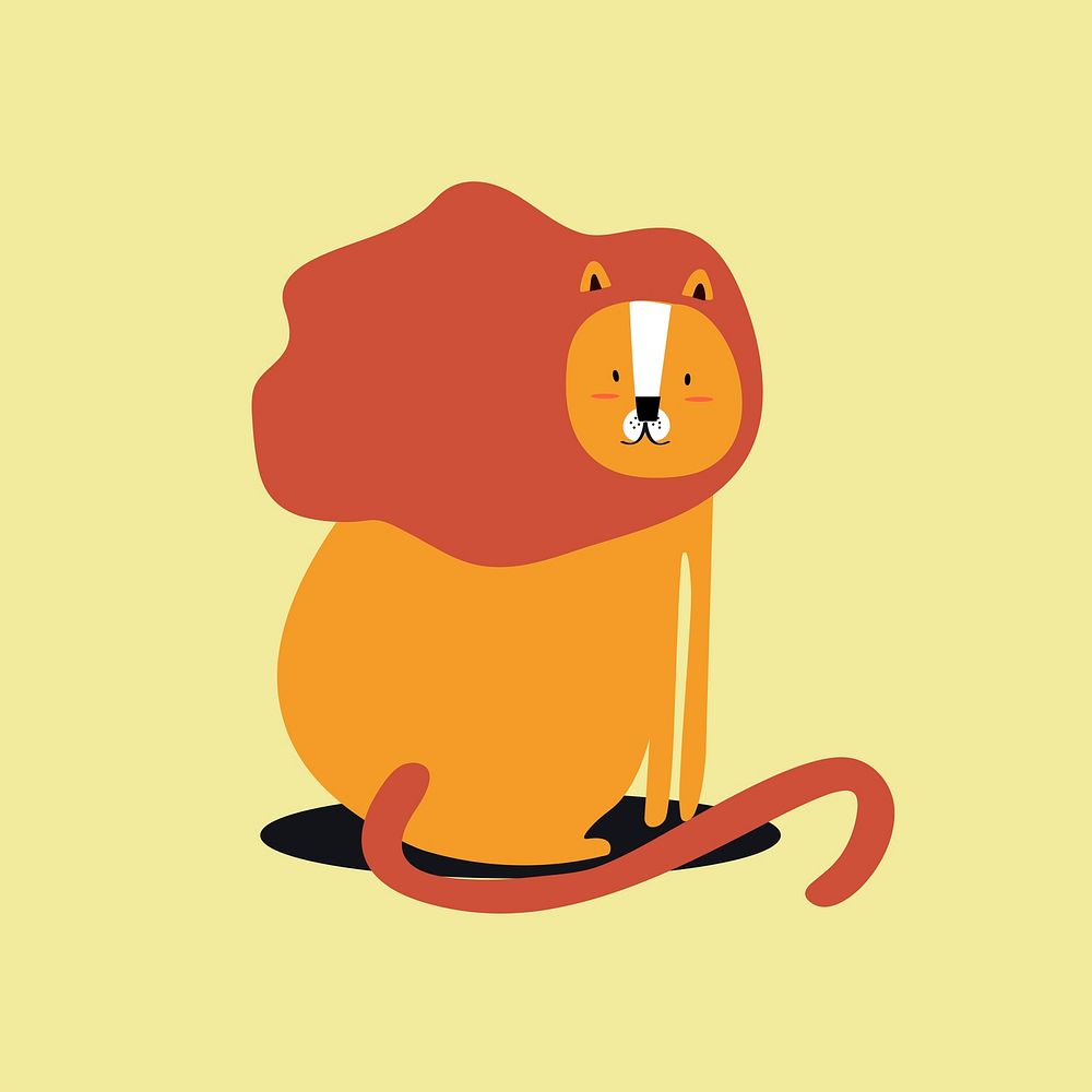 Lion animal cute wildlife cartoon illustration for kids