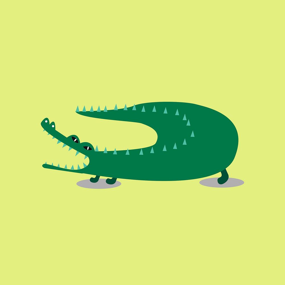 Green crocodile animal cute wildlife cartoon illustration for kids