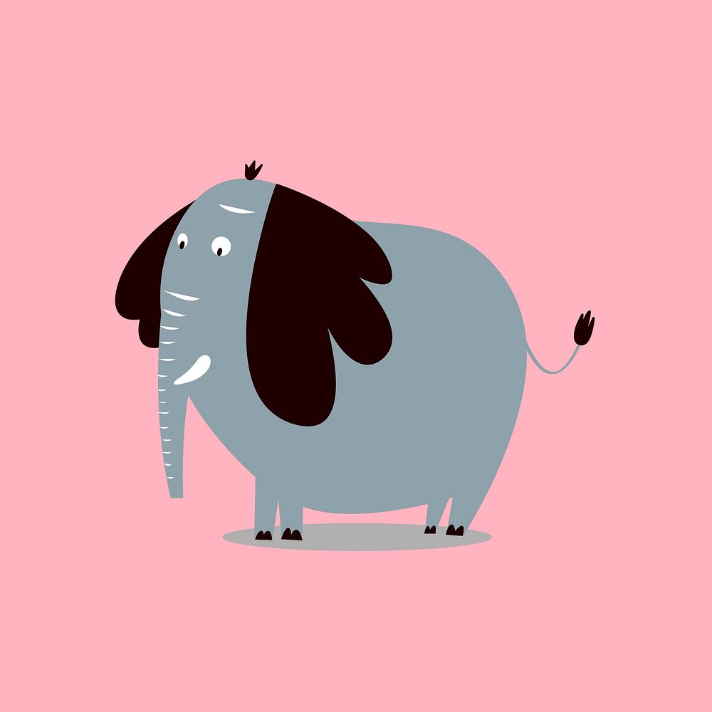 Cute elephant animal doodle illustration for kids
