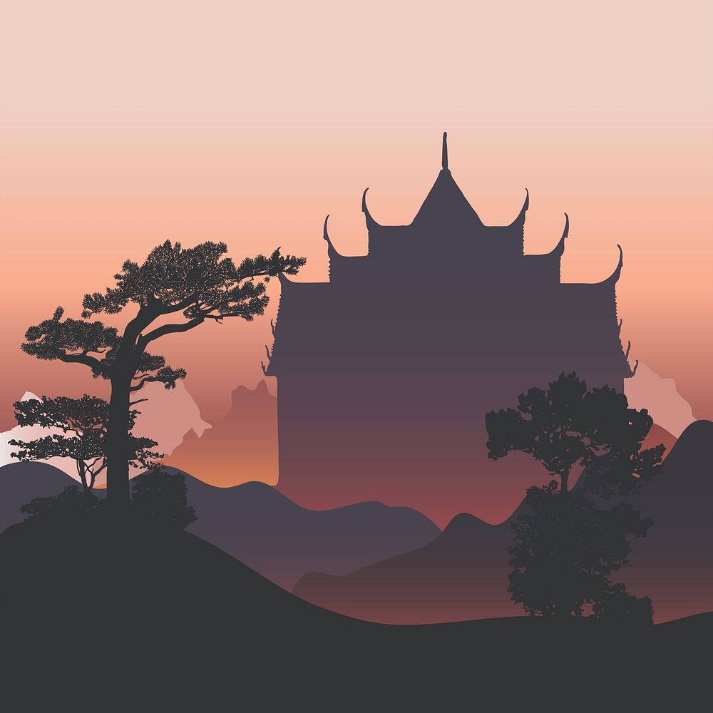 Wat Benjamabhopit silhouette vector design