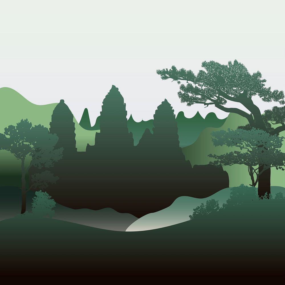 The Angkor Wat temple silhouette vector design