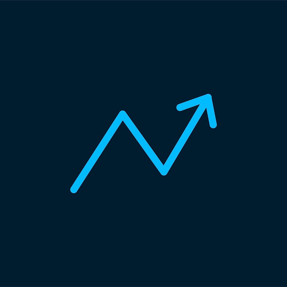 Growing blue arrow symbol vector