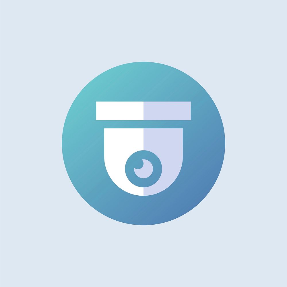 Security cam icon vector in blue