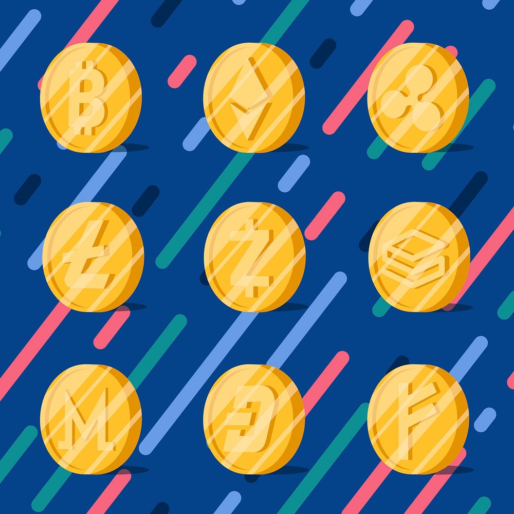Set of various cryptocurrencies electronic cash symbol vector