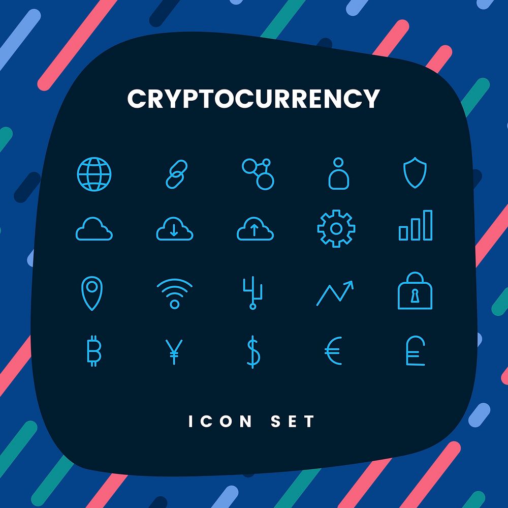 Cryptocurrency set electronic cash symbol vector