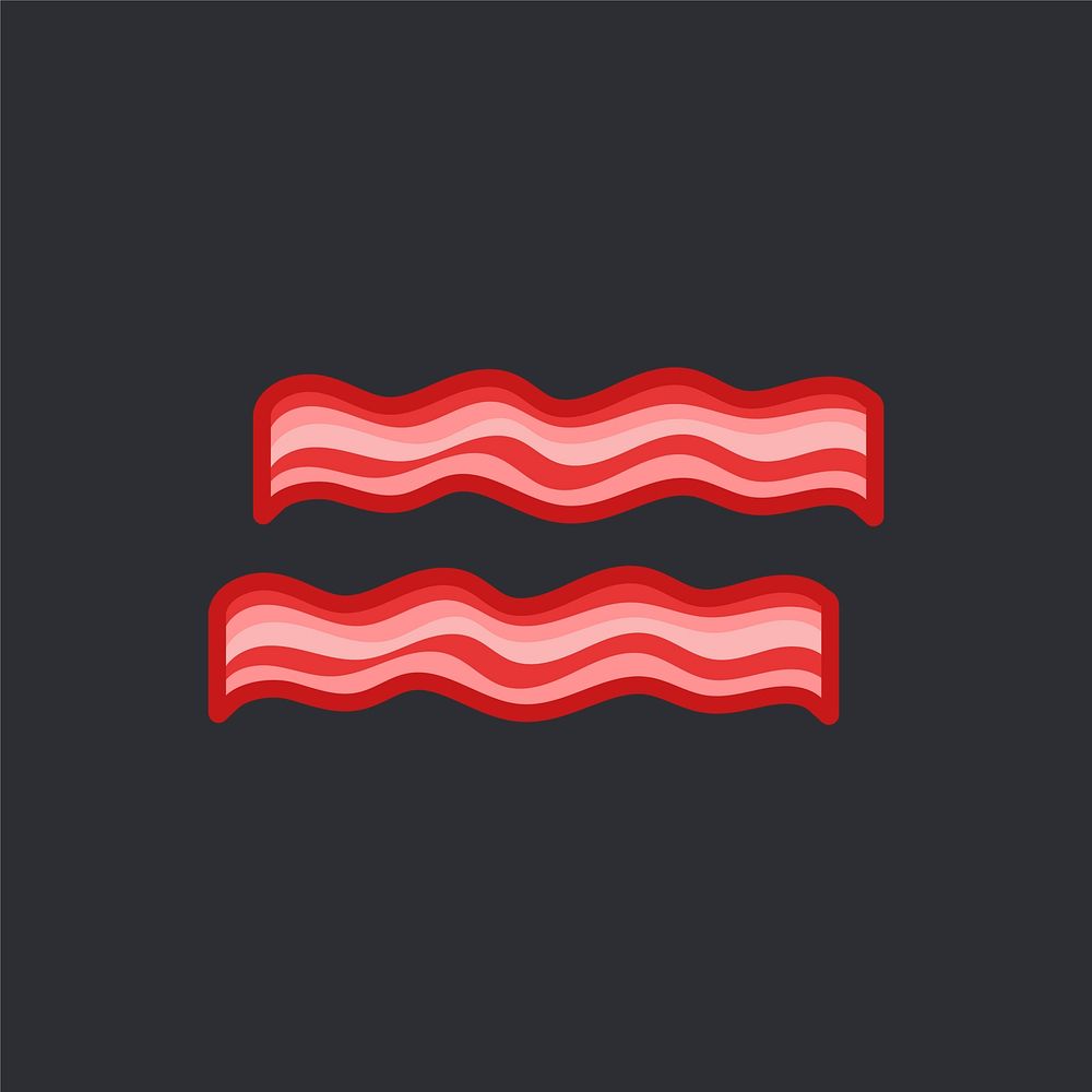 Two bacon slices vector on black background