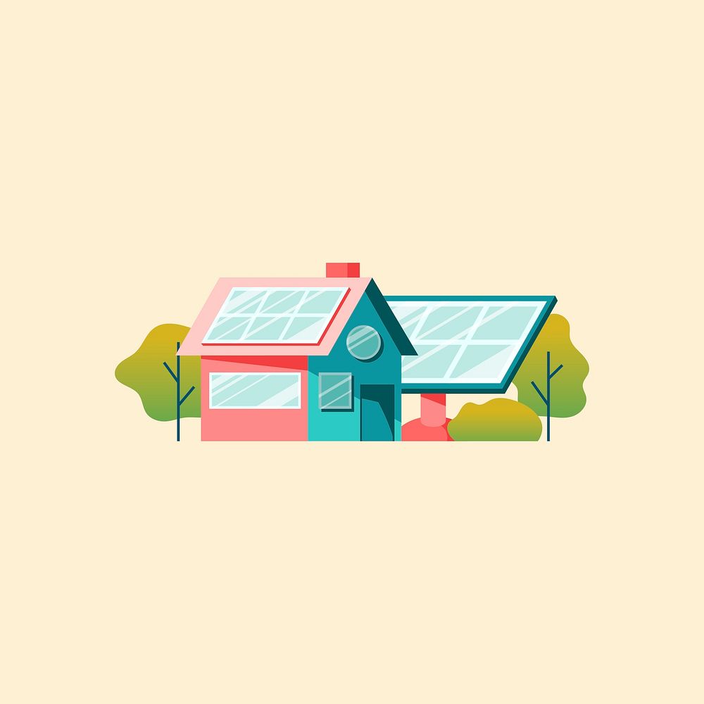 House and a solar panel vector