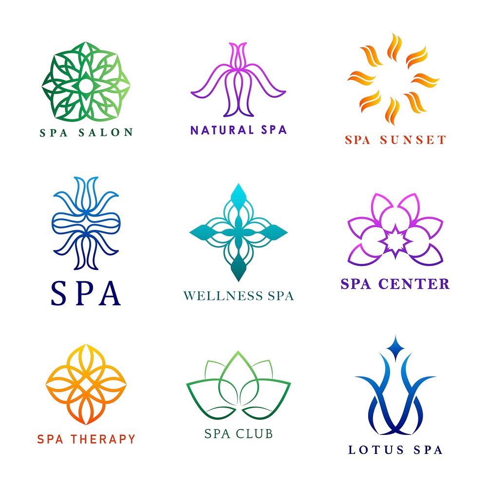 Set of colorful spa logo vectors