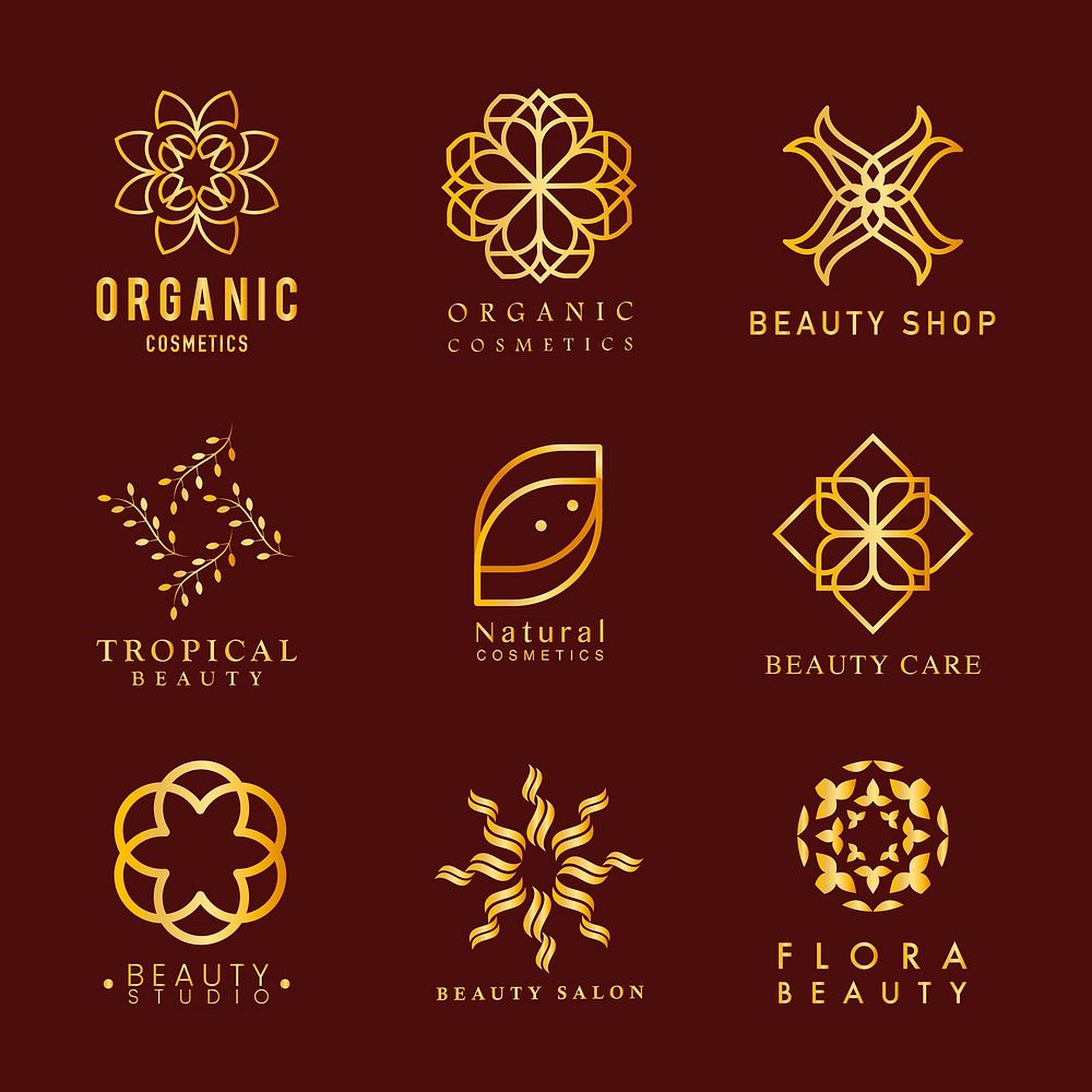 Collection of organic cosmetics logo vector