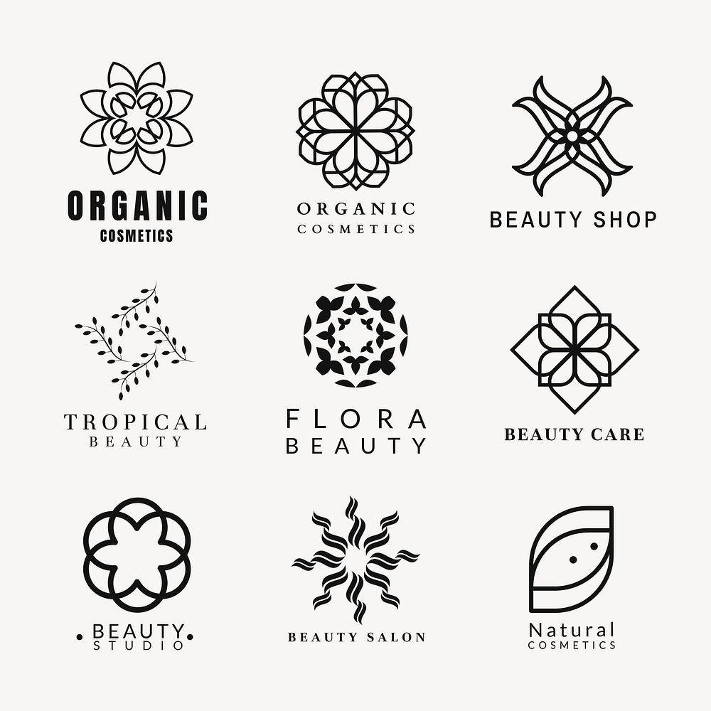 Beauty spa logo template, professional design for health & wellness business vector set