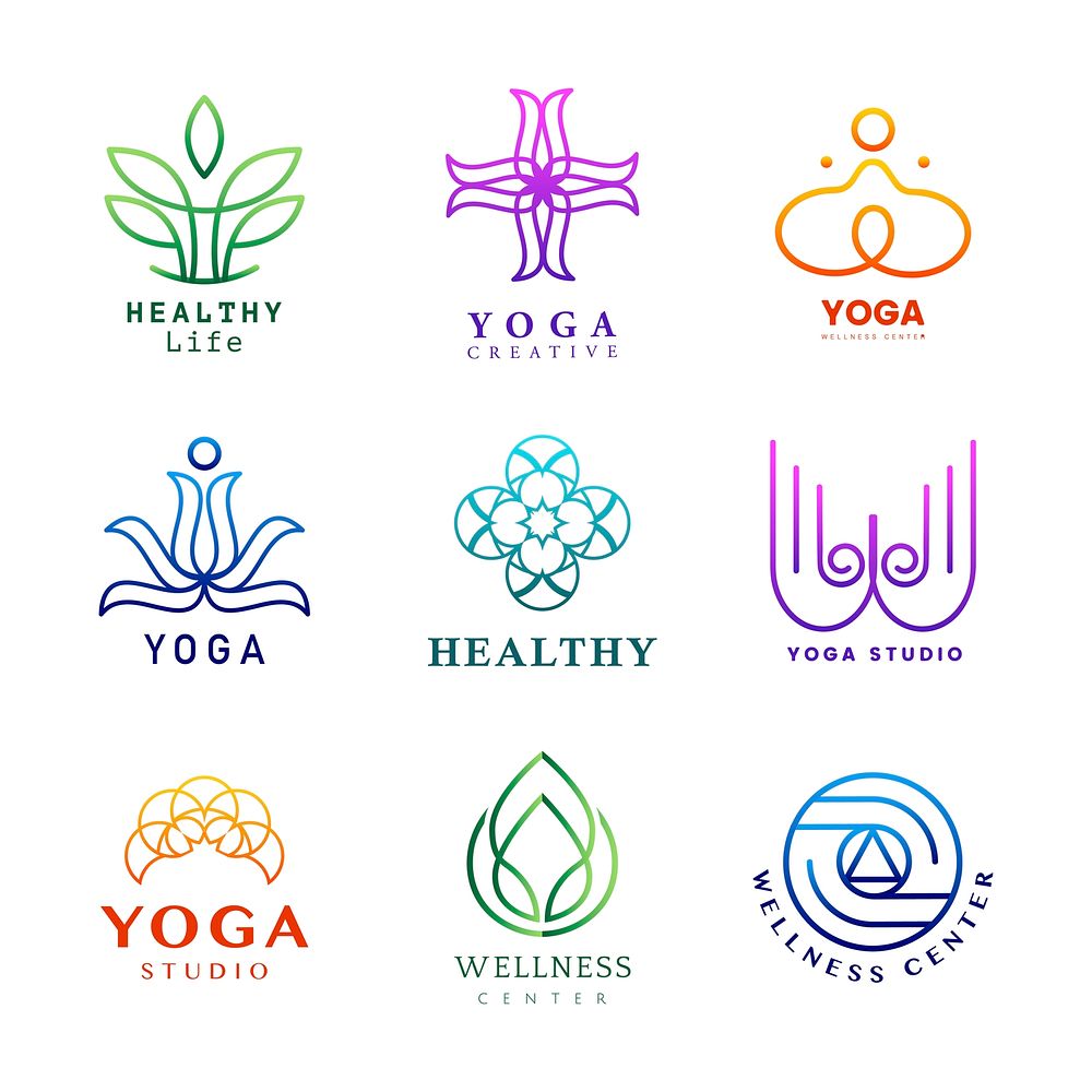 Set of colorful yoga logo vector