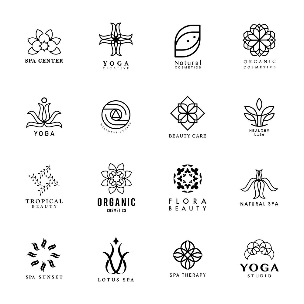 Set of yoga and spa logo vector