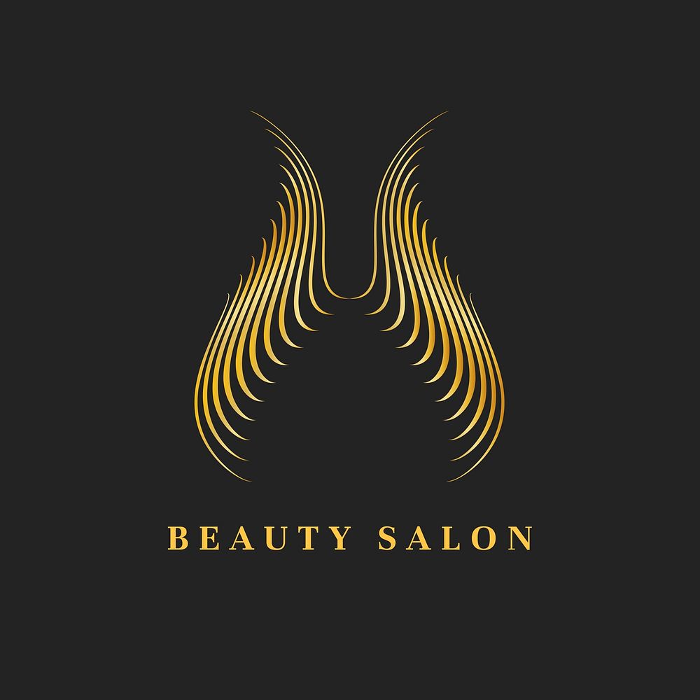 Beauty salon logo template, gold luxury design vector
