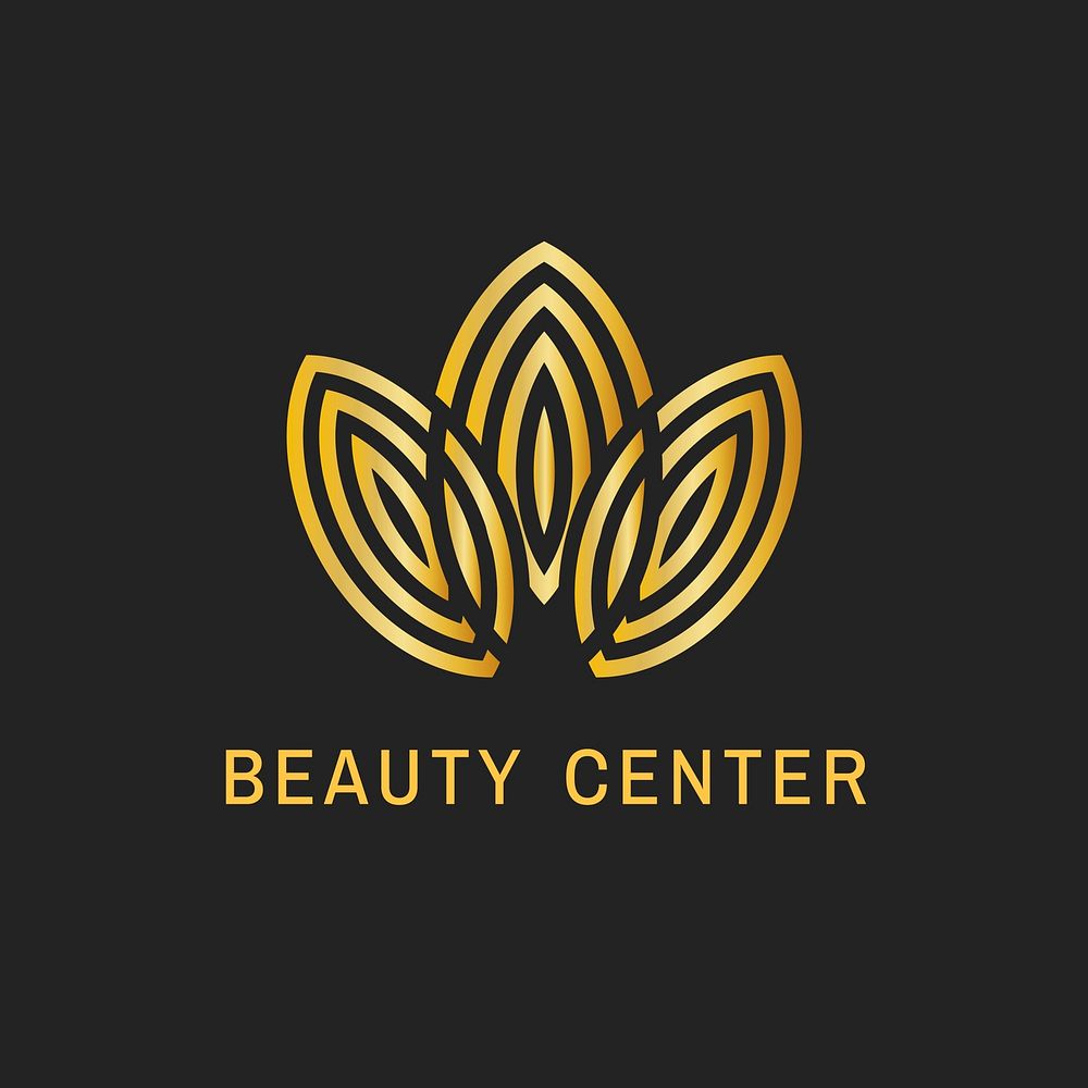 Beauty center leaf logo, elegant gold design for health & wellness business vector