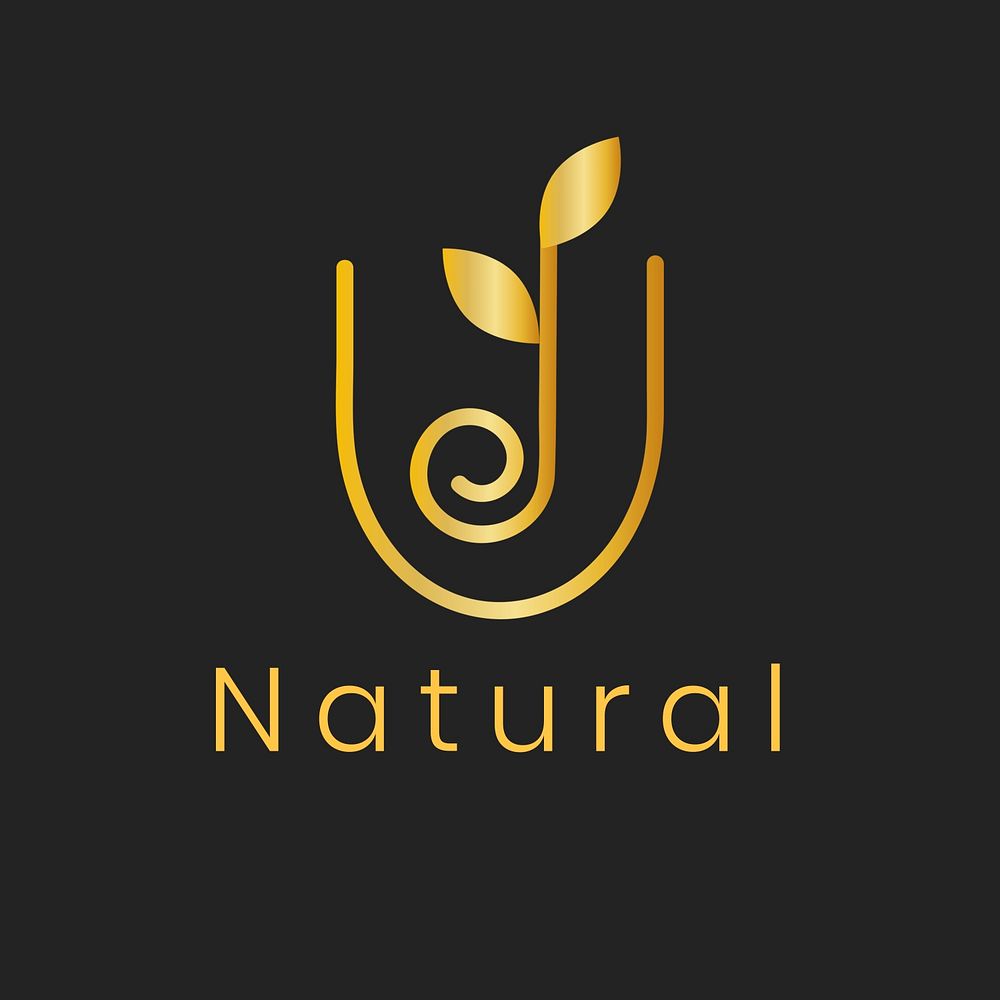 Gold leaf spa logo template, classy nature design psd