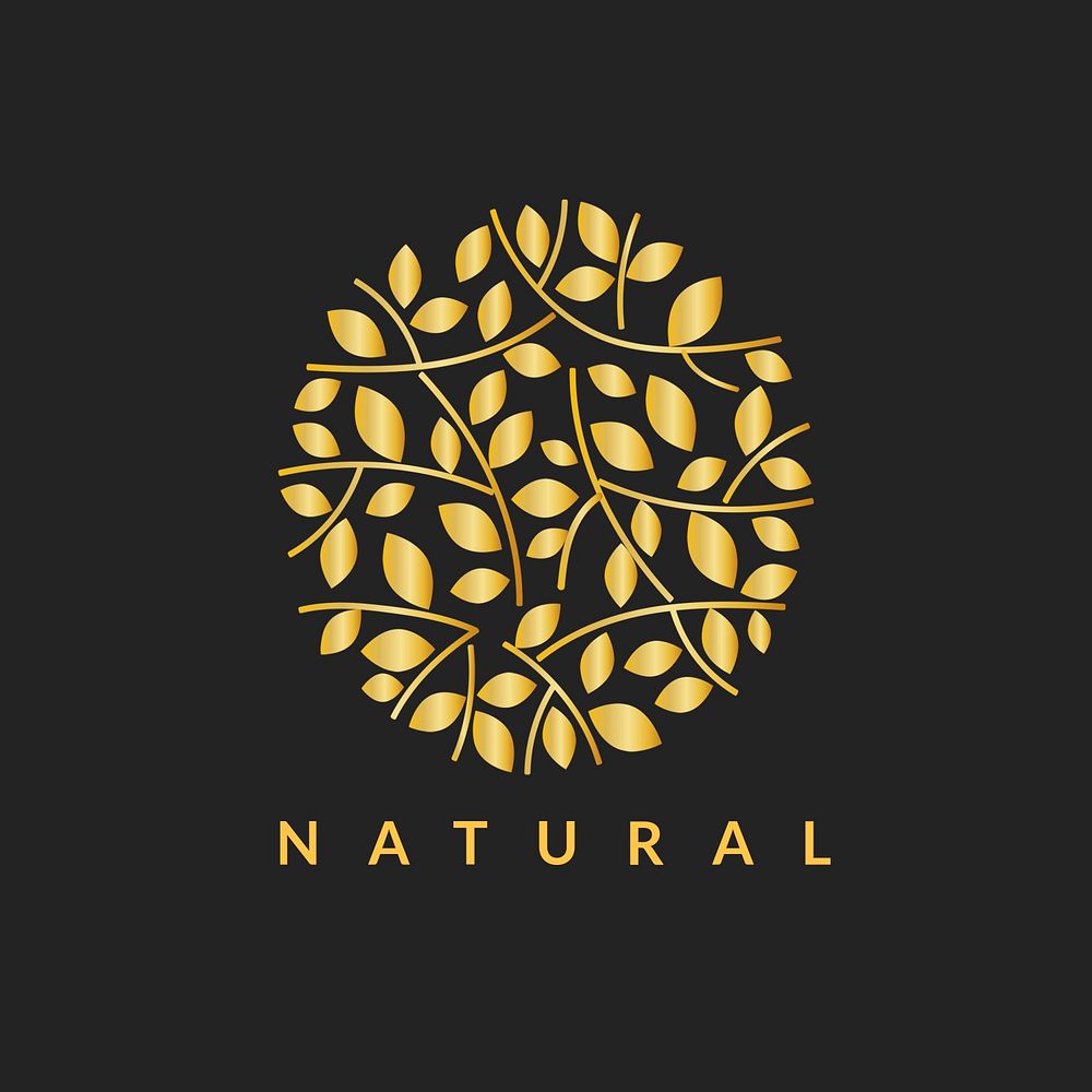 Wellness business logo template, gold professional design psd