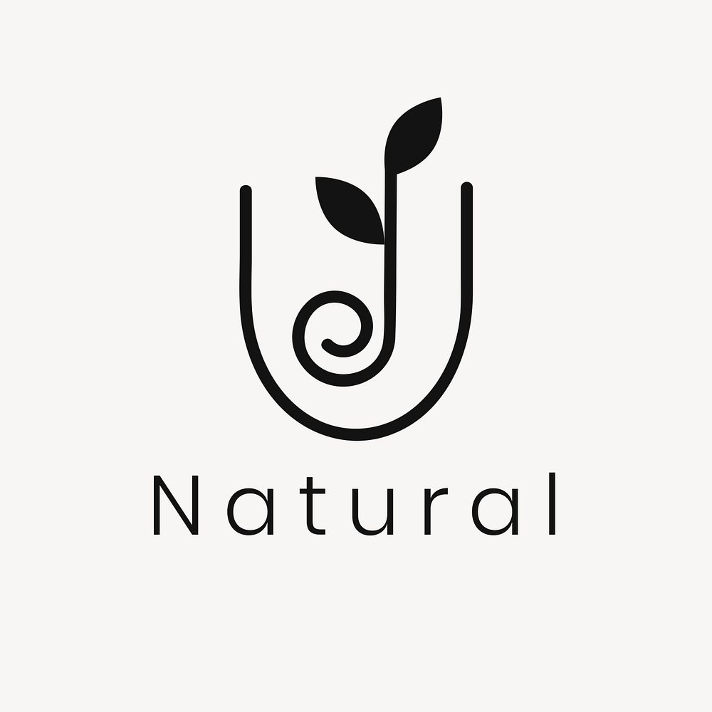 Wellness leaf logo template, modern nature design psd