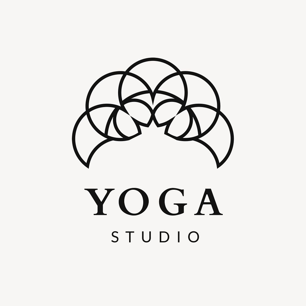 Yoga studio logo template, wellness modern design psd