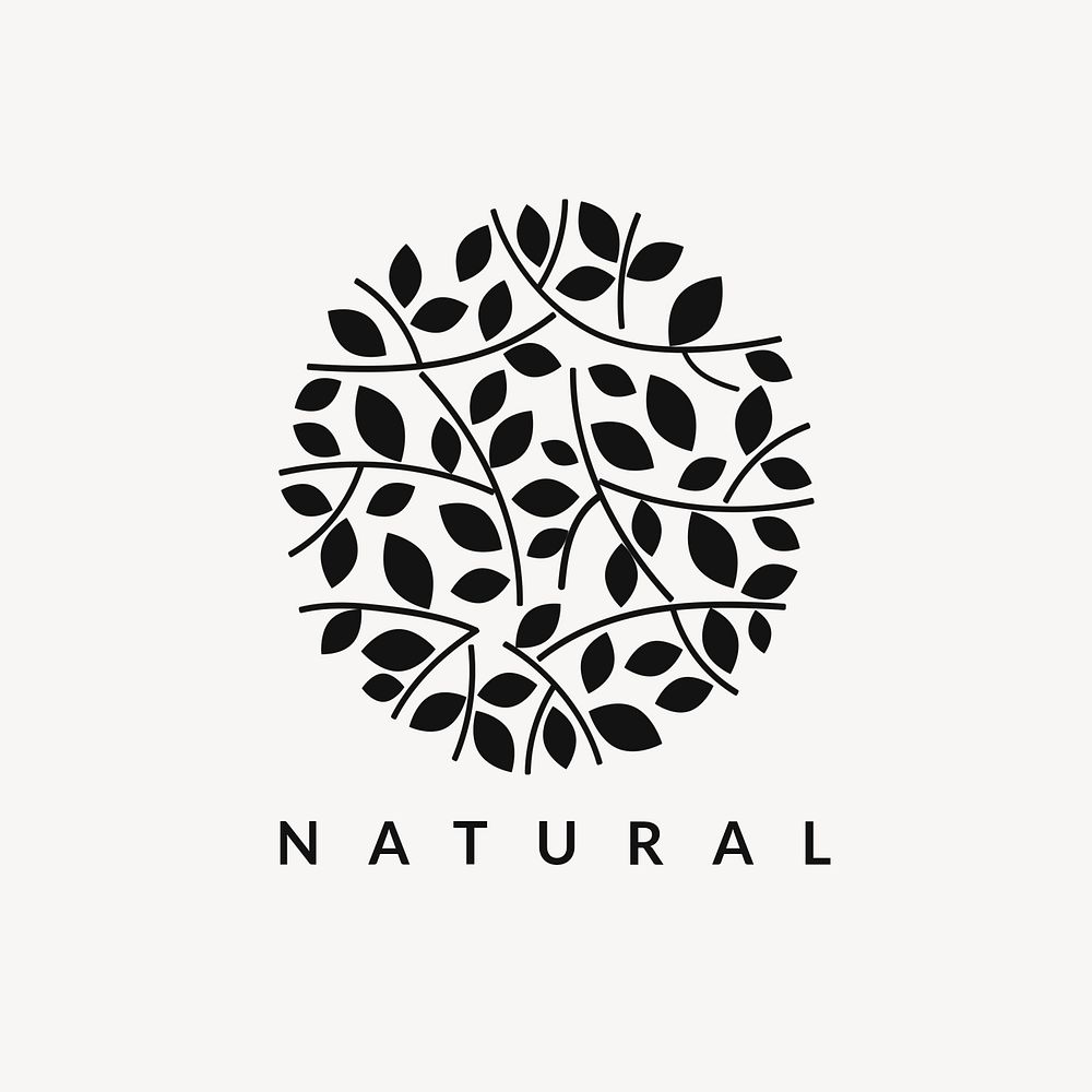 Natural spa logo template, beauty cosmetic business psd