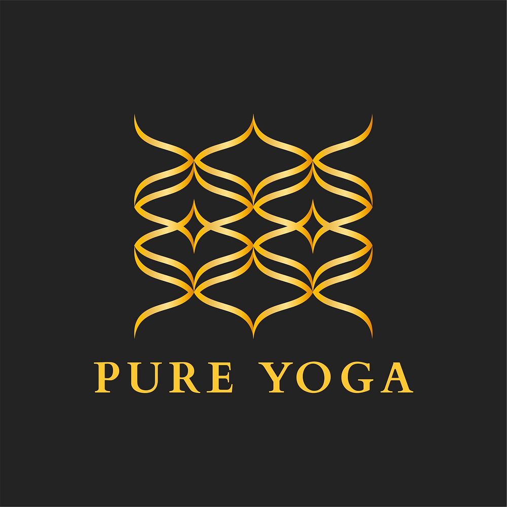 Modern yoga logo template, classy gold wellness business psd