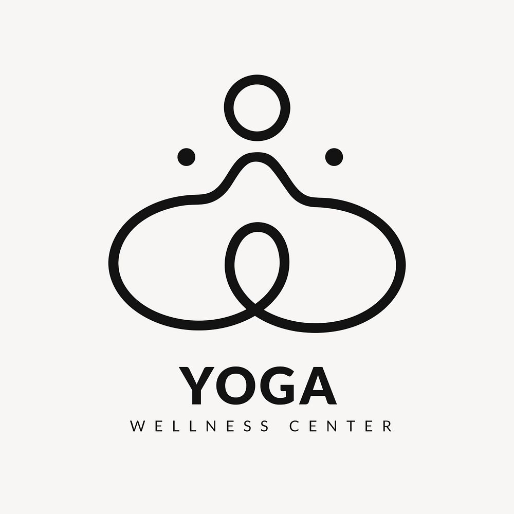 Yoga wellness center logo template, creative modern design psd