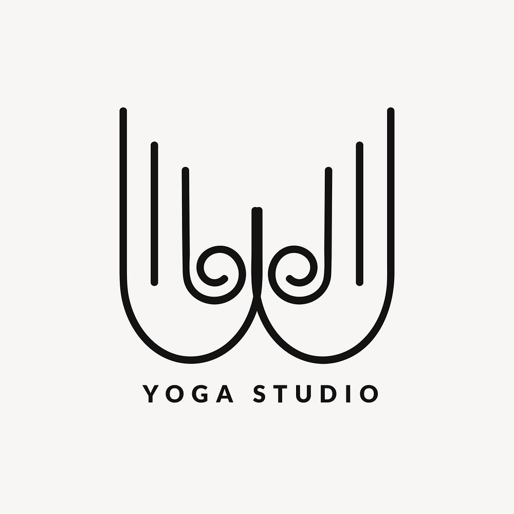 Yoga studio logo template, creative modern design psd