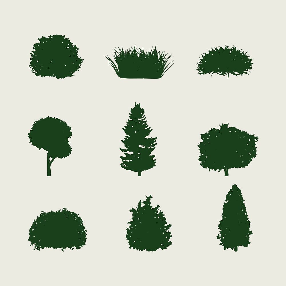Collection of tree silhouettes vector