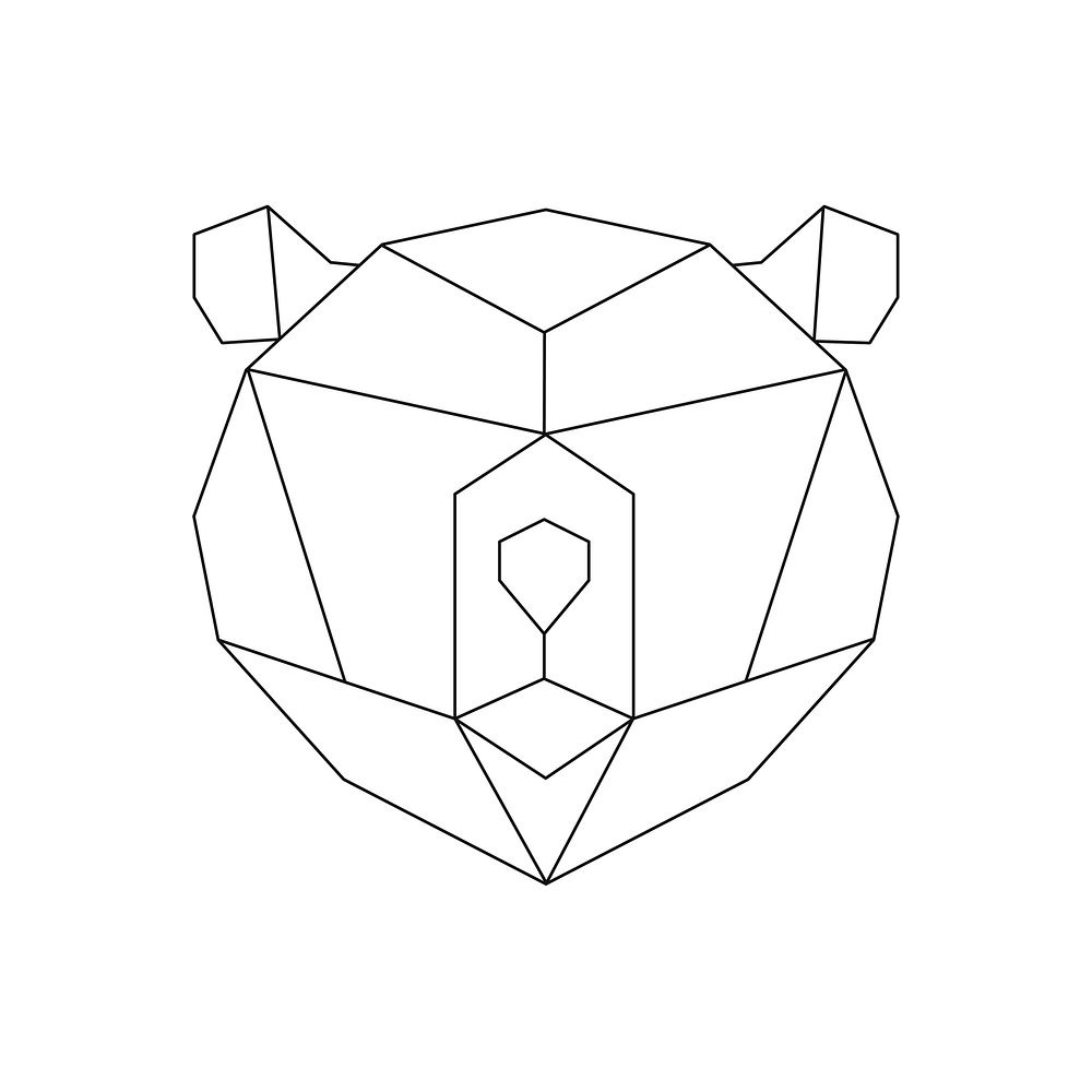 Linear illustration of a bear's head