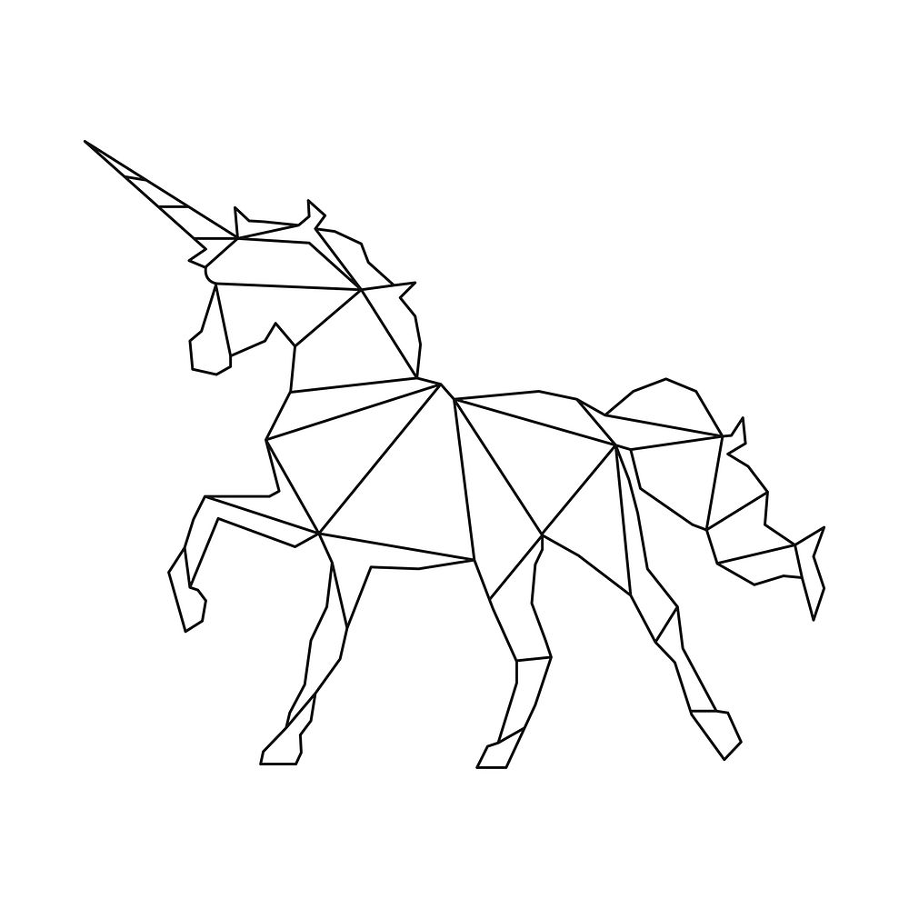 Linear illustration of a unicorn