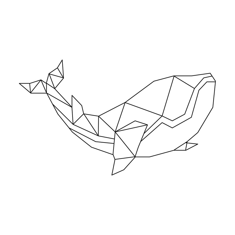 Linear illustration of a whale