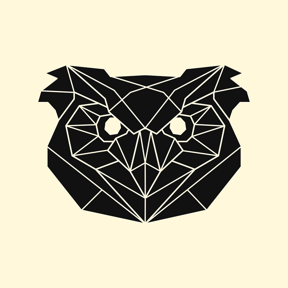 Linear illustration of an owl's head