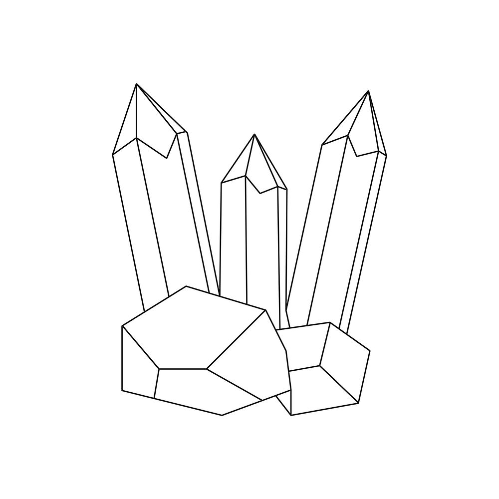 Linear illustration of a bunch of crystals