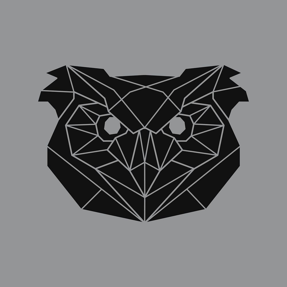 Linear illustration of an owl's head