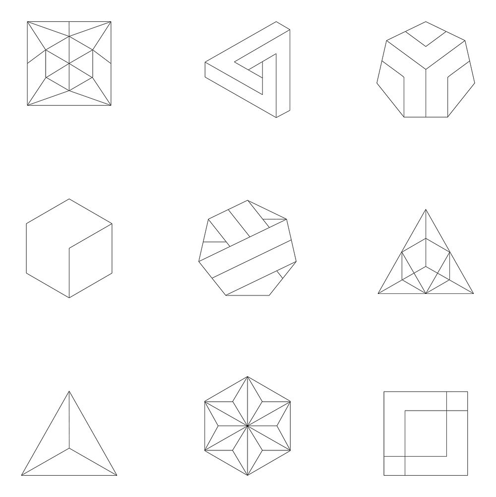 Linear illustration of geometric shapes