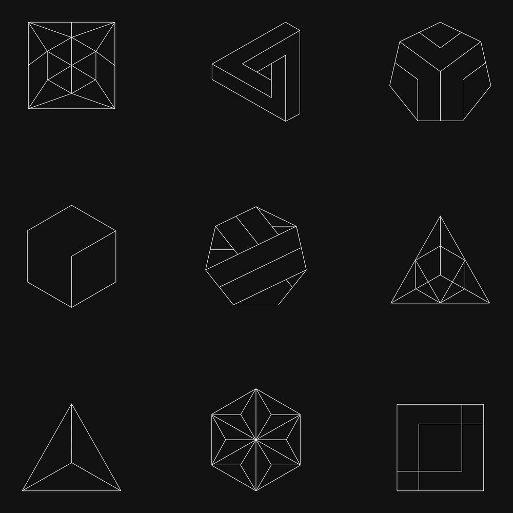 Linear illustration of geometric shapes