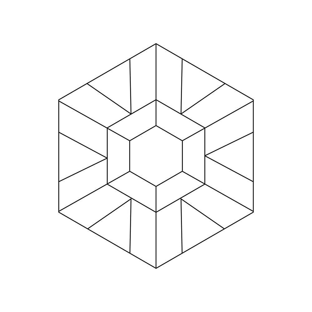 Linear illustration of a hexagon shape