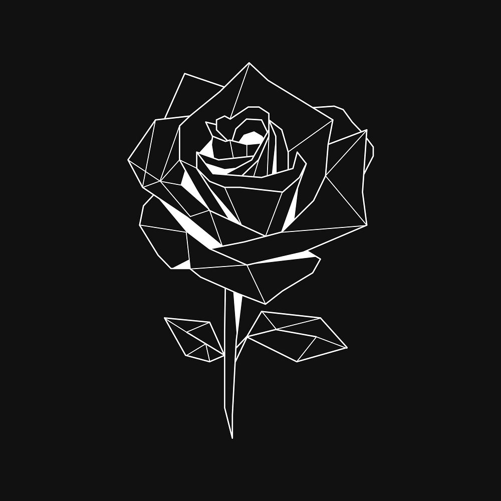 Linear illustration of a rose flower