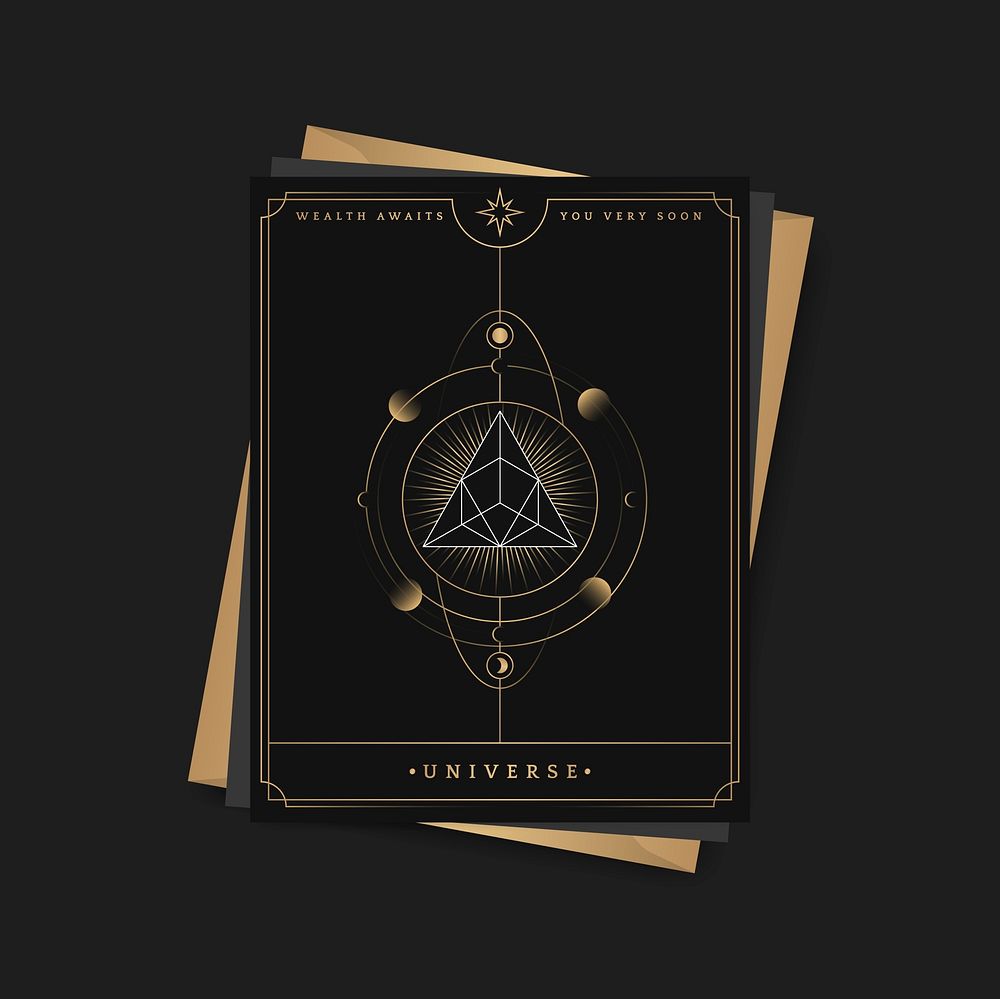 Geometric triangle mystic symbol fortune card vector