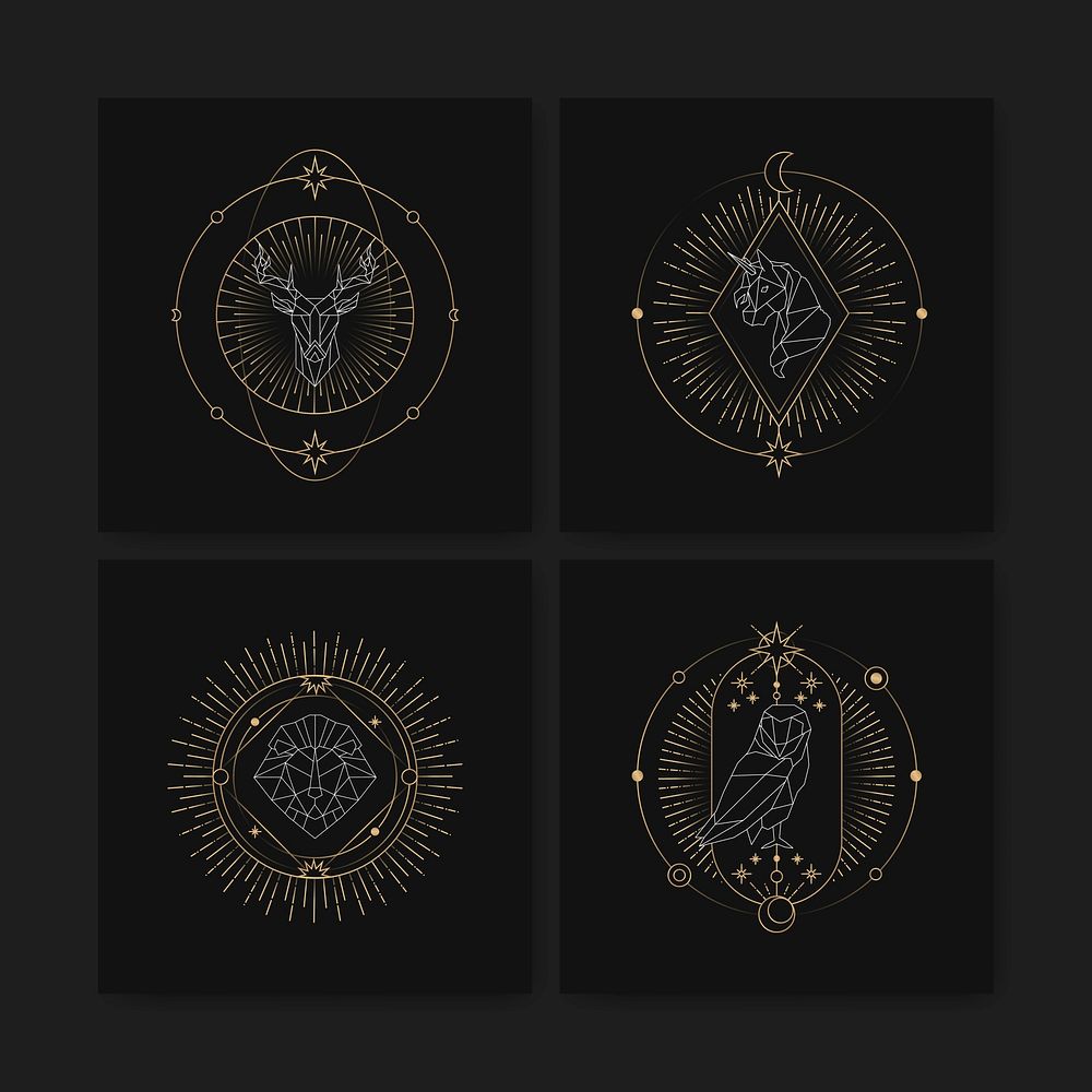 Geometric mystic symbols vector set | Premium Vector - rawpixel