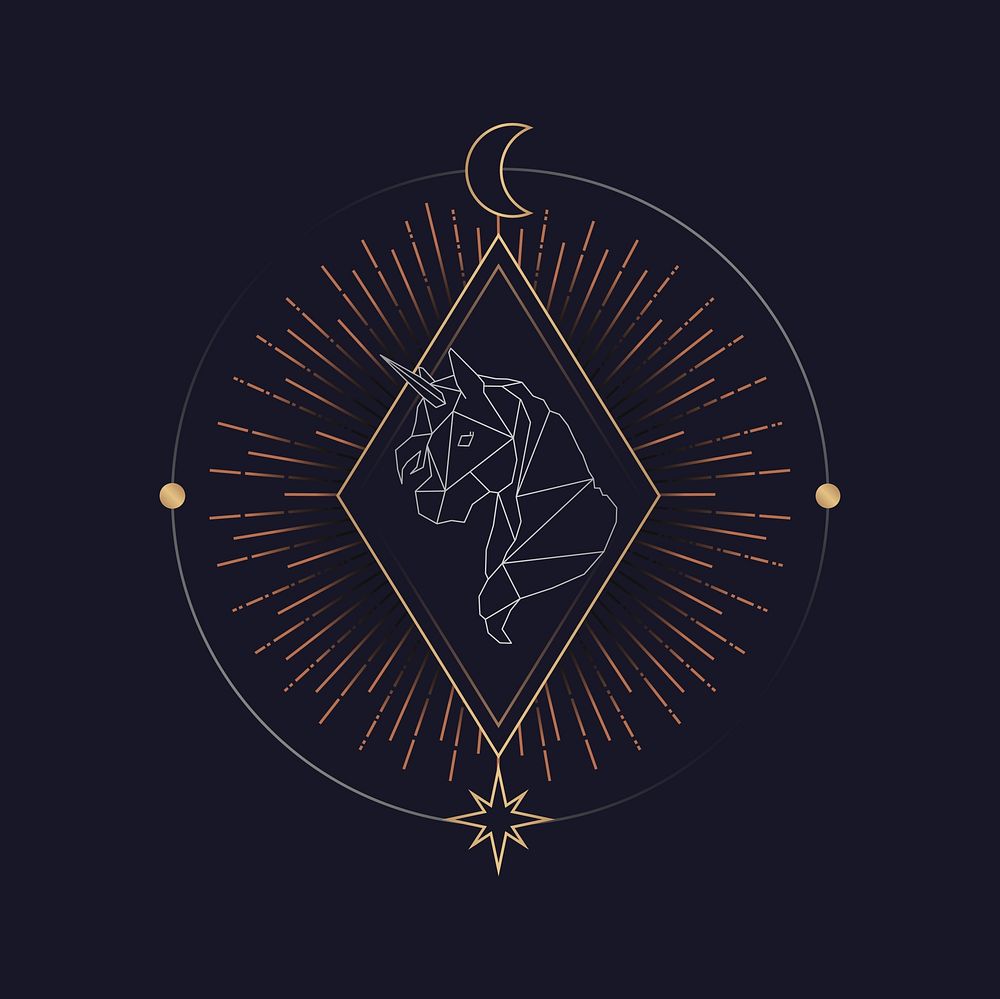 Geometric unicorn mystic symbol vector