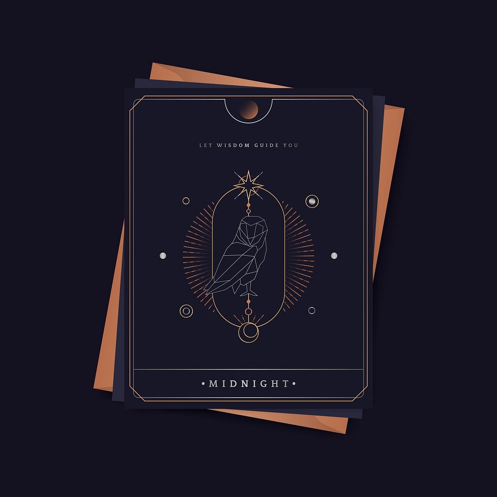 Geometric owl mystic symbol fortune card vector