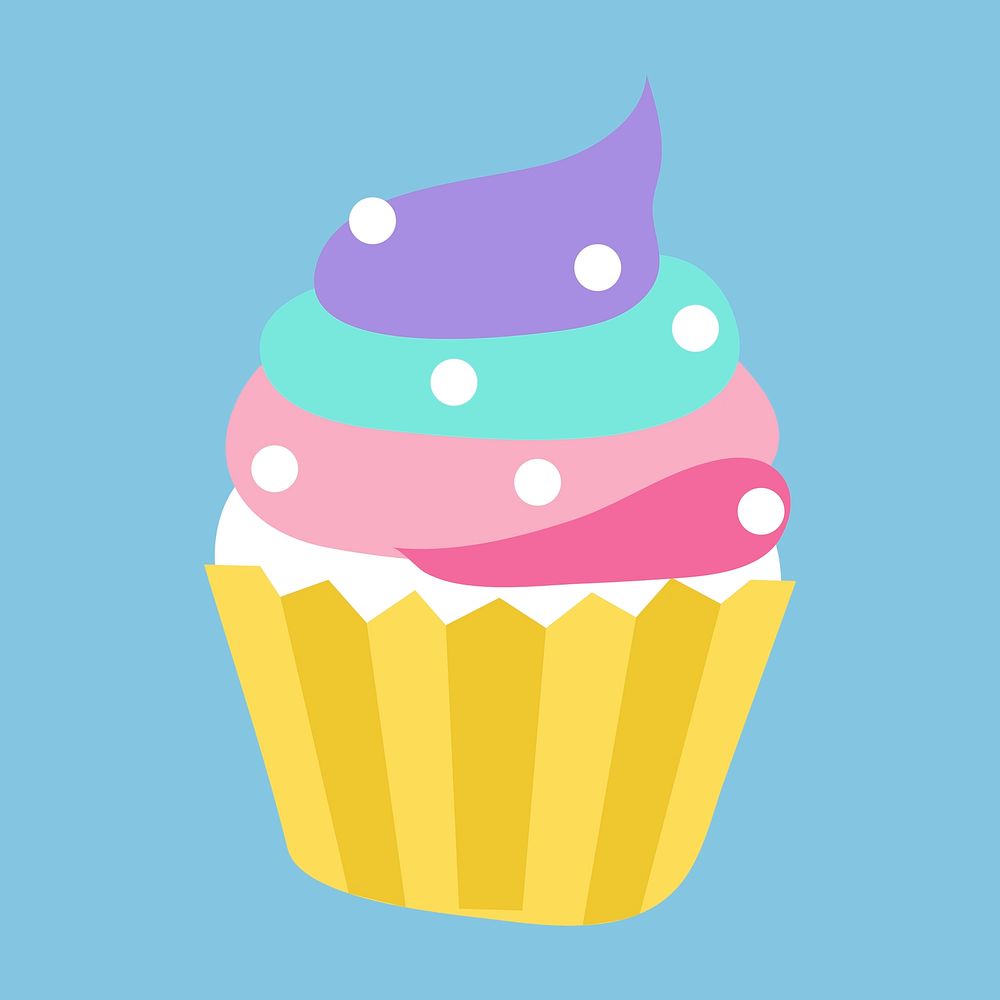 Colorful delicious creamy cupcake vector