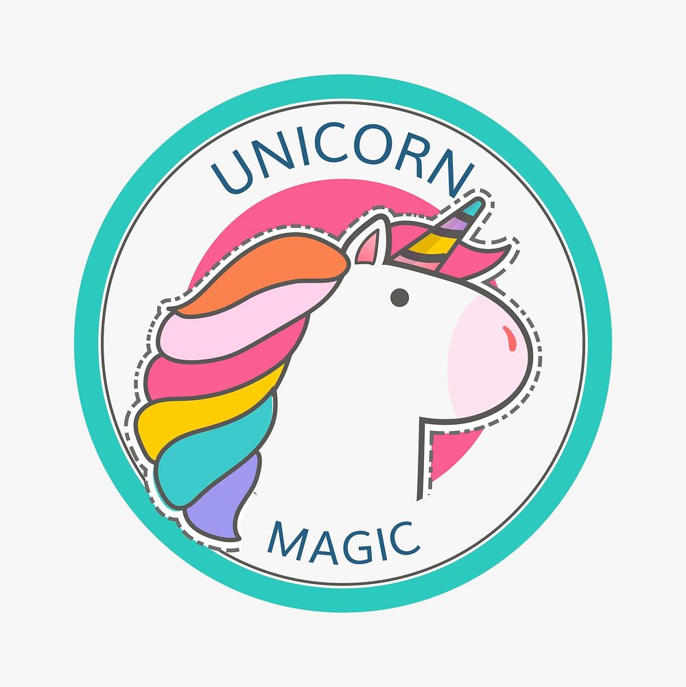Round unicorn magic badge vector