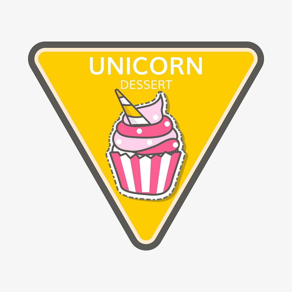 Unicorn cupcake dessert sign vector