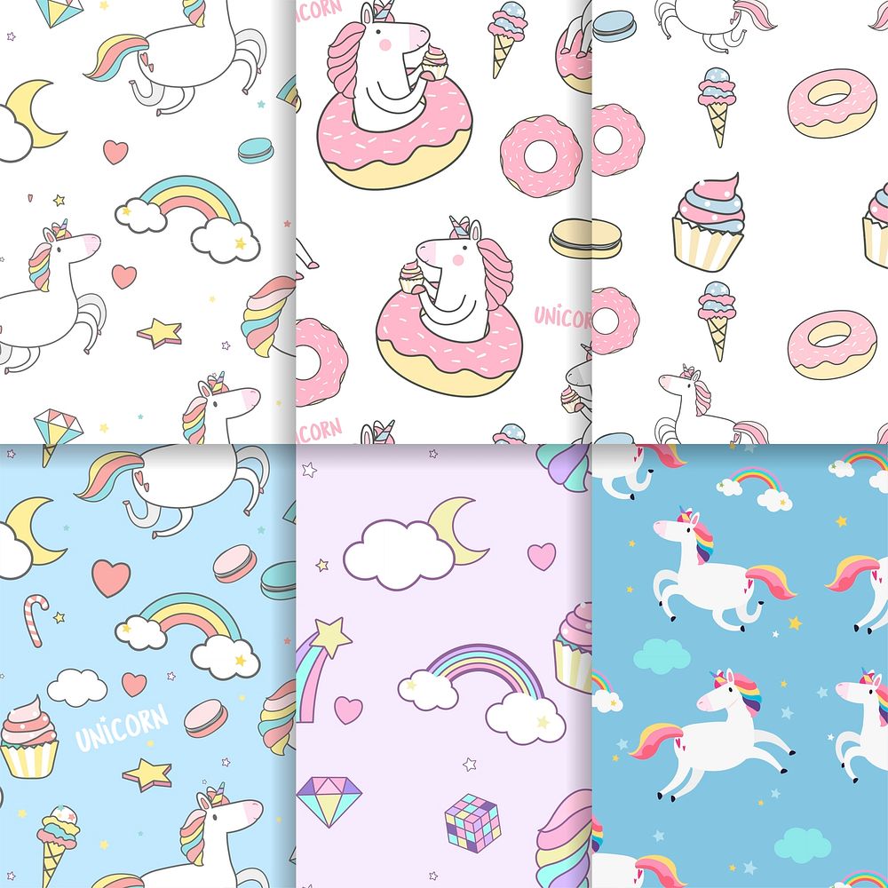 Colorful unicorn seamless pattern background vectors