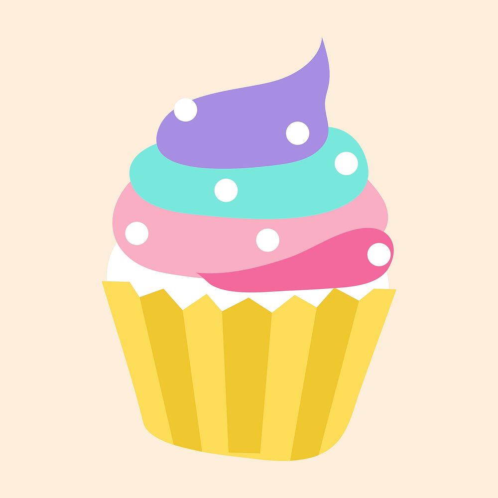 Colorful delicious creamy cupcake vector
