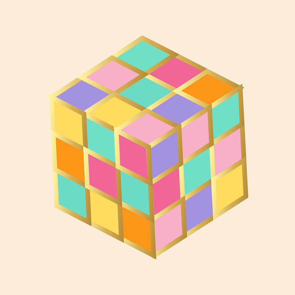 Rubik's cube in rainbow colors vector