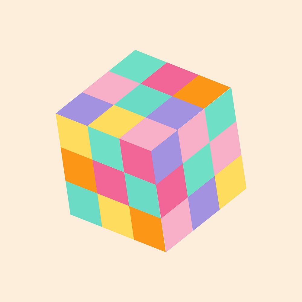 Rubik's cube in rainbow colors vector